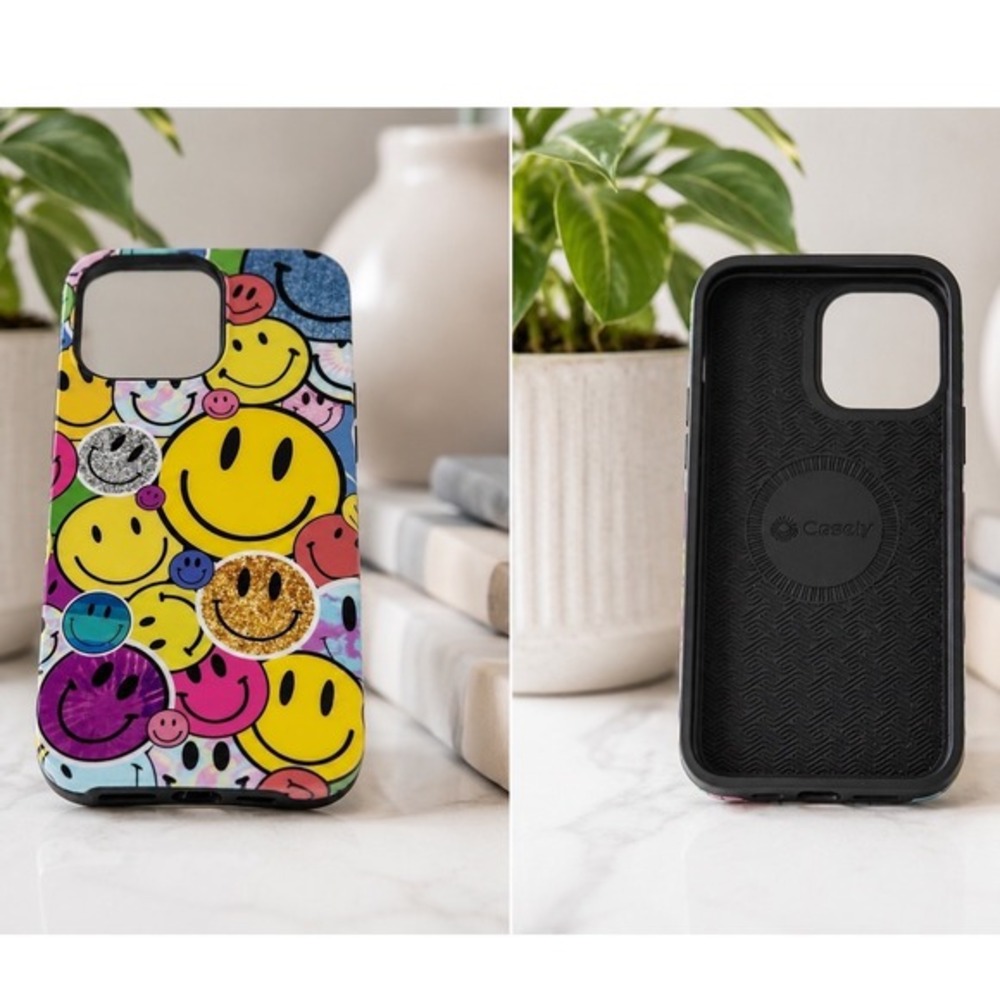 Casely iPhone 13 Pro Case Happy Faces Multi Color Smiley Face MagSafe Bold 81-04